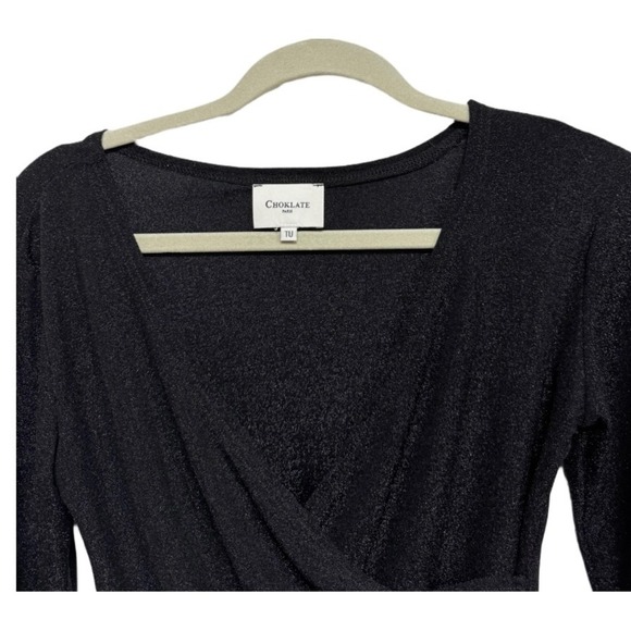 Choklate TU (One Size) Shimmer Black Long Sleeve Y2K Retro Style Size Small - Picture 2 of 5